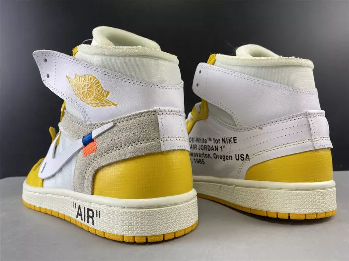 Rep TBK Air Jordan 1 x Off-White NRG White Dark Powder Yellow-Cone AQ0818-149 0112