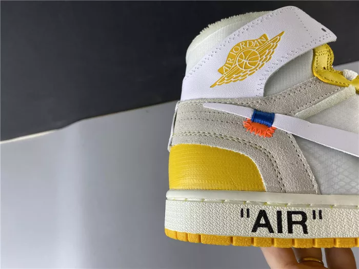 Rep TBK Air Jordan 1 x Off-White NRG White Dark Powder Yellow-Cone AQ0818-149 0112