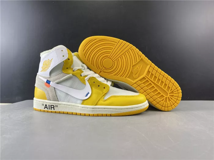 Rep TBK Air Jordan 1 x Off-White NRG White Dark Powder Yellow-Cone AQ0818-149 0112