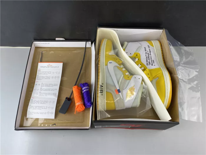 Rep TBK Air Jordan 1 x Off-White NRG White Dark Powder Yellow-Cone AQ0818-149 0112