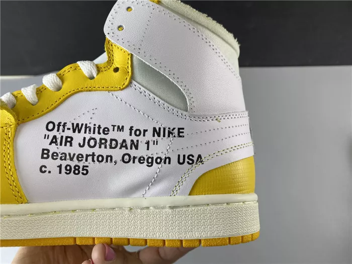 Rep TBK Air Jordan 1 x Off-White NRG White Dark Powder Yellow-Cone AQ0818-149 0112