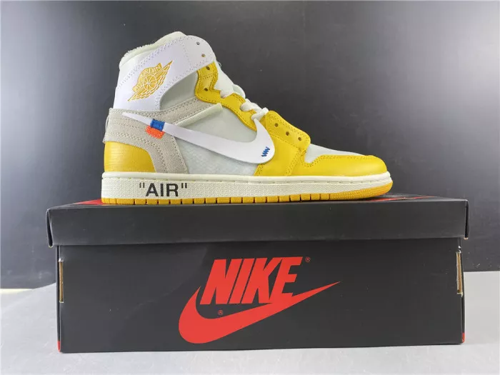 Rep TBK Air Jordan 1 x Off-White NRG White Dark Powder Yellow-Cone AQ0818-149 0112