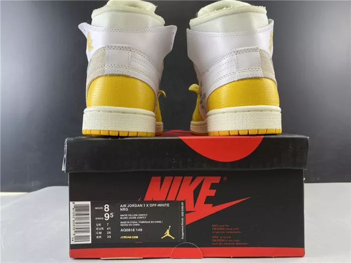 Rep TBK Air Jordan 1 x Off-White NRG White Dark Powder Yellow-Cone AQ0818-149 0112