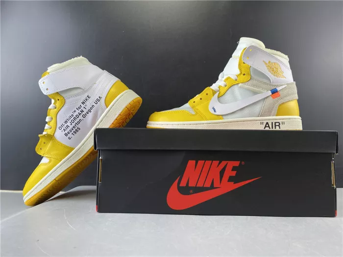 Rep TBK Air Jordan 1 x Off-White NRG White Dark Powder Yellow-Cone AQ0818-149 0112