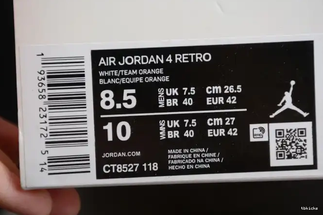 Reps TBK 4 Air Jordan OrangeCT8527-118 Team 0228